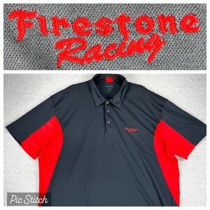 Sport-Tek Firestone Racing Polo Shirt Mens 3XL Black Red Colorblock Performance